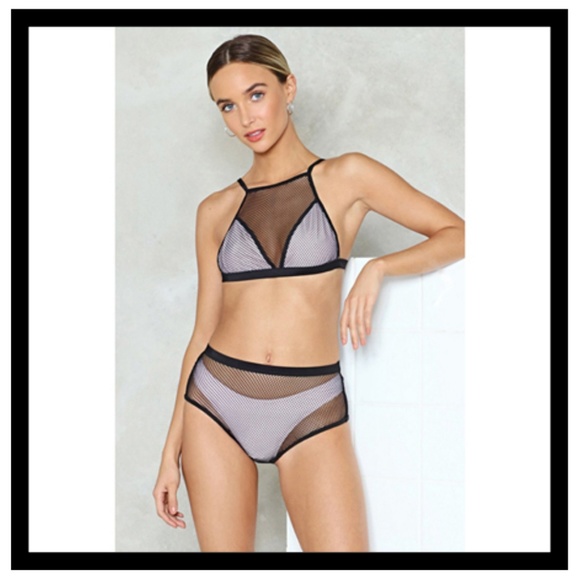 Swimsuit Mesh Bikini Peach&Black Size M - Picture 1 of 7